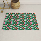 Christmas Checks Pattern - Green Red and Pink Rug Gallery Image 1