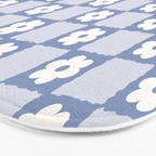Retro Daisy Flower Checker in Blue  Bath Mat Gallery Image 3