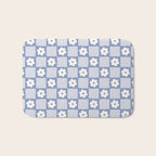 Retro Daisy Flower Checker in Blue  Bath Mat Gallery Image 1