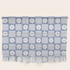 Retro Daisy Flower Checker in Blue  Wall Hanging Gallery Image 1