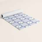 Retro Daisy Flower Checker in Blue  Yoga Mat Gallery Image 2