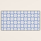 Retro Daisy Flower Checker in Blue  Desk Mat Gallery Image 3