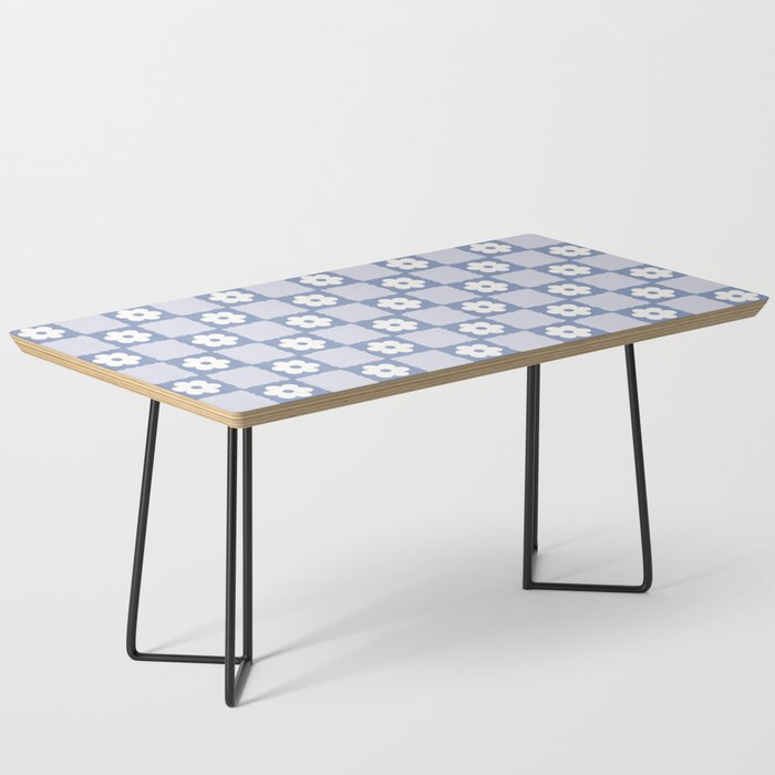 Retro Daisy Flower Checker in Blue  Coffee Table Gallery Image 1