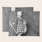 Beware of Dog black and white photograph of attack lion humorous black and white photography Placemat Gallery Image 1