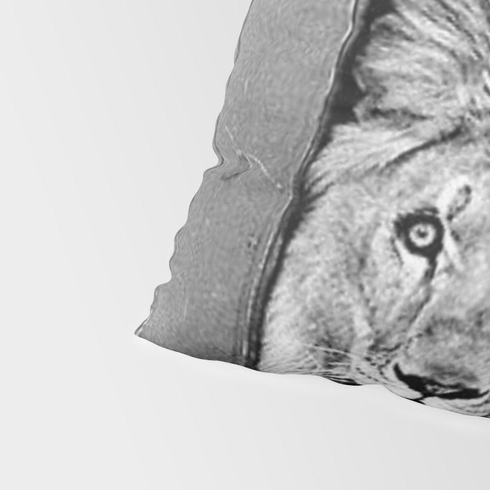 Beware of Dog black and white photograph of attack lion humorous black and white photography Pillow Sham Gallery Image 4