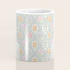 Ditsy Flower Sticker Bouquets on Blue and Cream Pinstripes Coffee Mug Gallery Image 4