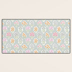 Ditsy Flower Sticker Bouquets on Blue and Cream Pinstripes Desk Mat Gallery Image 3