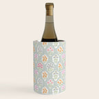 Ditsy Flower Sticker Bouquets on Blue and Cream Pinstripes Wine Chiller Gallery Image 2