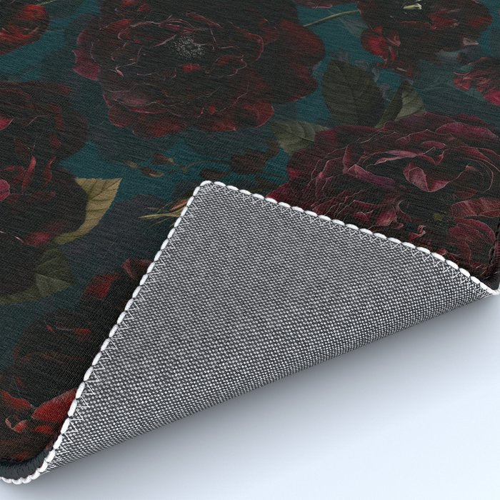 Vintage Black Dramatic Glamour Autumn Romanticism: Maximalism Moody Florals - Grand Millennial Midnight burgundy Roses Black Roses Bouquets and Nostalgic Gothic Mystic Flowers Rug Gallery Image 4