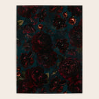 Vintage Black Dramatic Glamour Autumn Romanticism: Maximalism Moody Florals - Grand Millennial Midnight burgundy Roses Black Roses Bouquets and Nostalgic Gothic Mystic Flowers Poster Gallery Image 4
