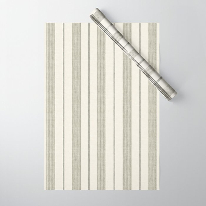ivy stripes - cream and olive green Wrapping Paper Gallery Image 1
