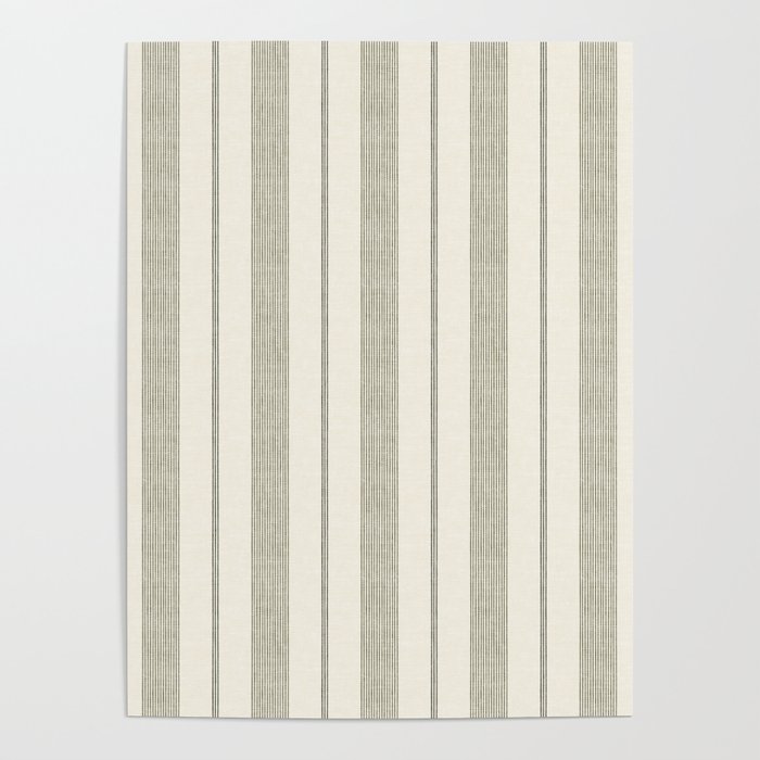 ivy stripes - cream and olive green Poster Gallery Image 4