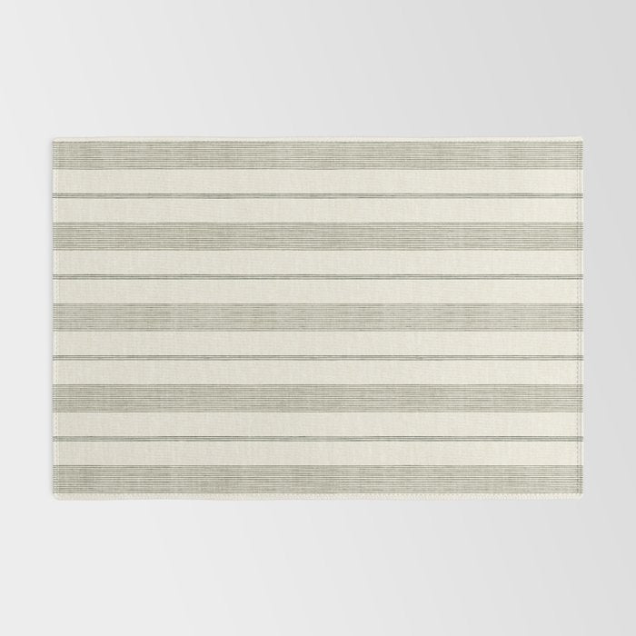 ivy stripes - cream and olive green Rug Gallery Image 2