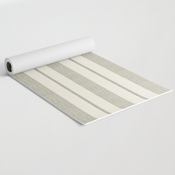 ivy stripes - cream and olive green Yoga Mat Gallery Image 2