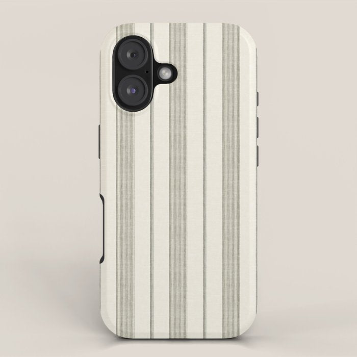 ivy stripes - cream and olive green iPhone Case Gallery Image 1