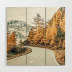 Snow + Golden Pine Photography Landscape Wall Decor, Scenic Nature Wood Wall Art Gallery Image 1