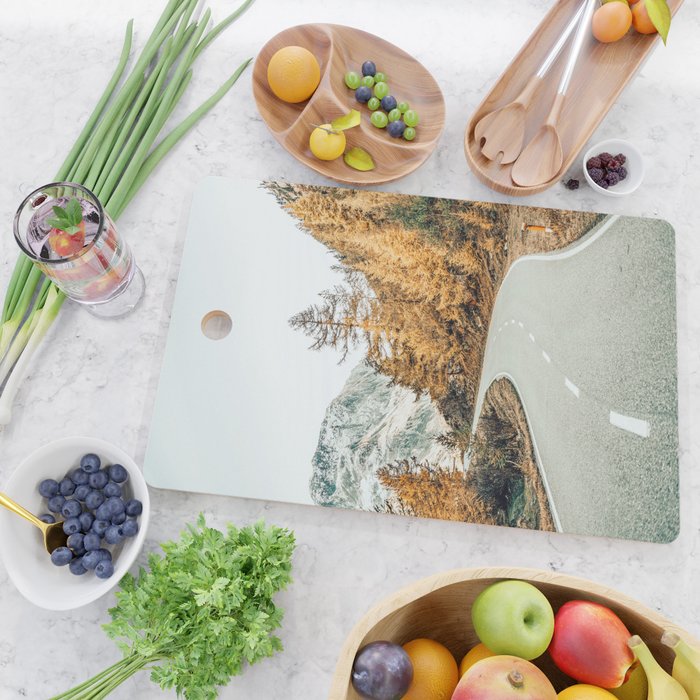 Snow + Golden Pine Photography Landscape Wall Decor, Scenic Nature Cutting Board Gallery Image 2