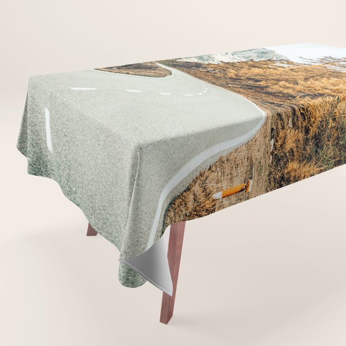 Snow + Golden Pine Photography Landscape Wall Decor, Scenic Nature Tablecloth Gallery Image 1