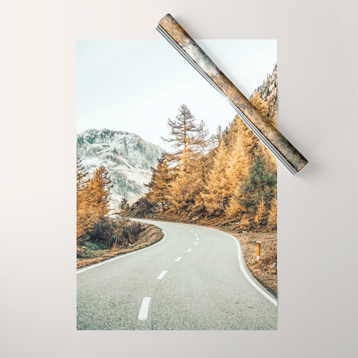 Snow + Golden Pine Photography Landscape Wall Decor, Scenic Nature Wrapping Paper Gallery Image 1