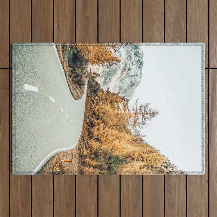 Snow + Golden Pine Photography Landscape Wall Decor, Scenic Nature Outdoor Rug Gallery Image 1