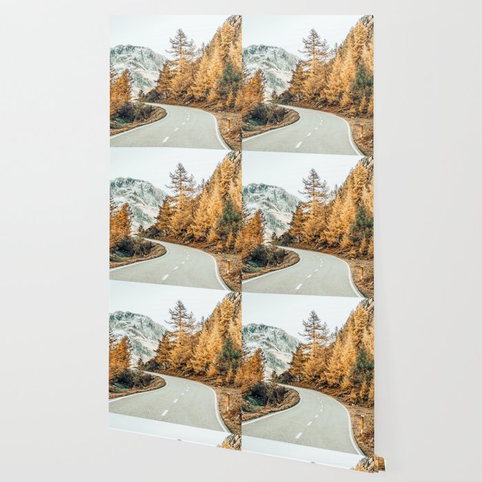 Snow + Golden Pine Photography Landscape Wall Decor, Scenic Nature Wallpaper Gallery Image 2