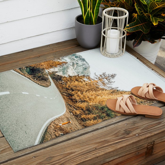 Snow + Golden Pine Photography Landscape Wall Decor, Scenic Nature Outdoor Rug Gallery Image 2