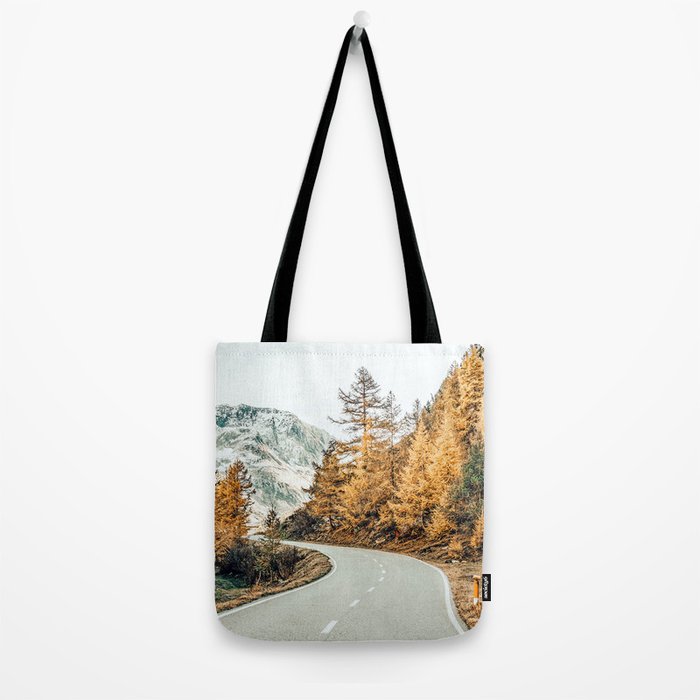 Snow + Golden Pine Photography Landscape Wall Decor, Scenic Nature Tote Bag Gallery Image 2