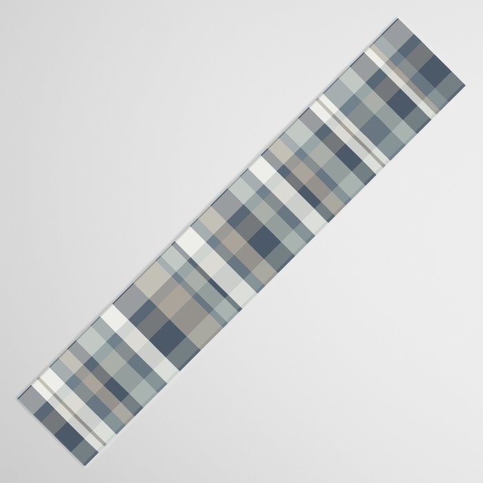 Retro Modern Plaid Pattern 2 in Neutral Blue Gray Table Runner Gallery Image 3