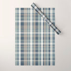 Retro Modern Plaid Pattern 2 in Neutral Blue Gray Wrapping Paper Gallery Image 1