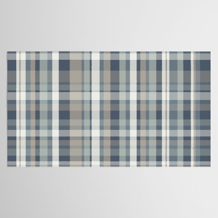 Retro Modern Plaid Pattern 2 in Neutral Blue Gray Tablecloth Gallery Image 2
