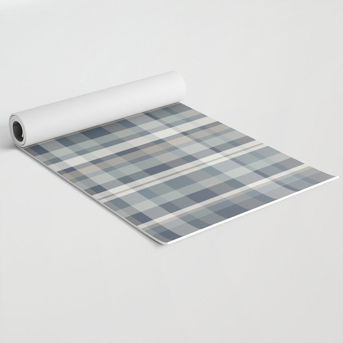 Retro Modern Plaid Pattern 2 in Neutral Blue Gray Yoga Mat Gallery Image 2
