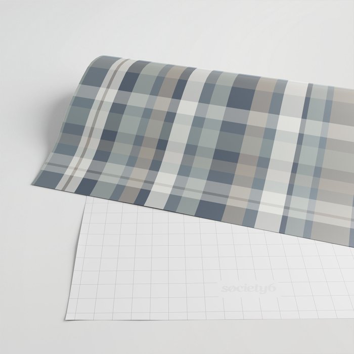 Retro Modern Plaid Pattern 2 in Neutral Blue Gray Wrapping Paper Gallery Image 2