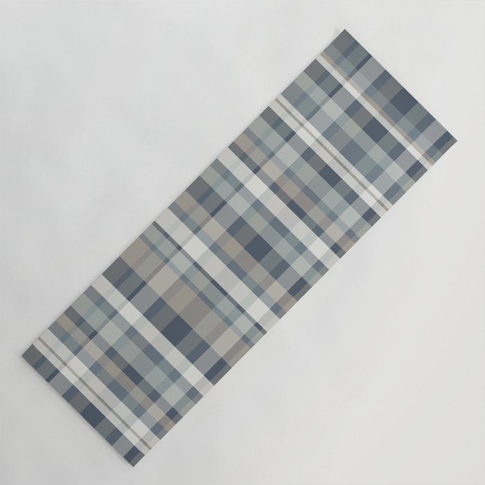 Retro Modern Plaid Pattern 2 in Neutral Blue Gray Yoga Mat Gallery Image 1