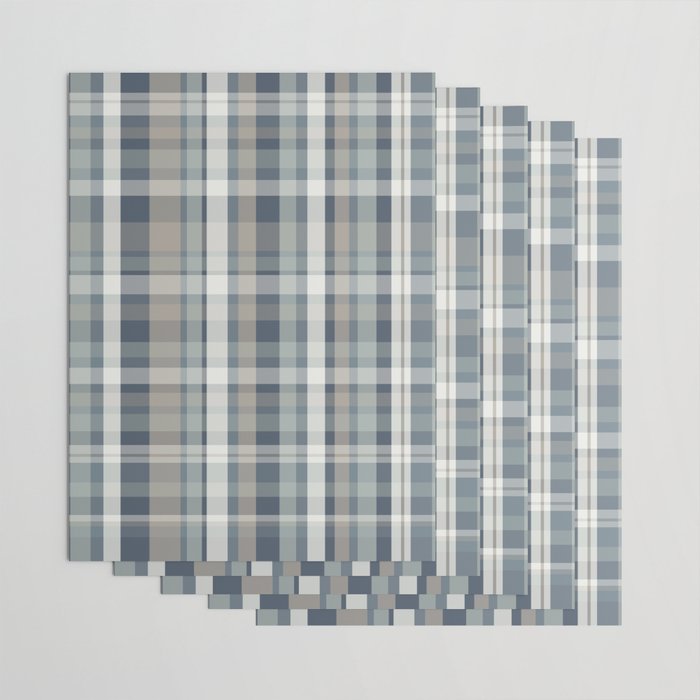 Retro Modern Plaid Pattern 2 in Neutral Blue Gray Wrapping Paper Gallery Image 3