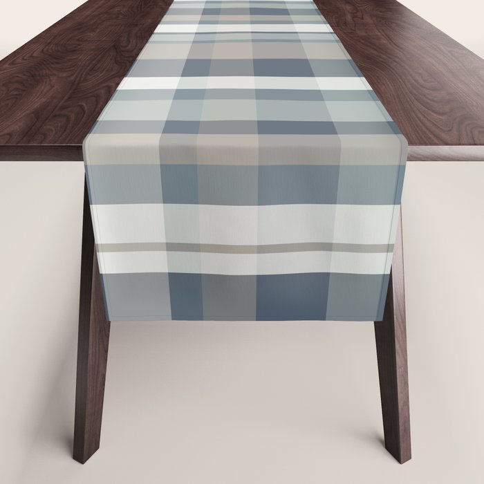 Retro Modern Plaid Pattern 2 in Neutral Blue Gray Table Runner Gallery Image 1