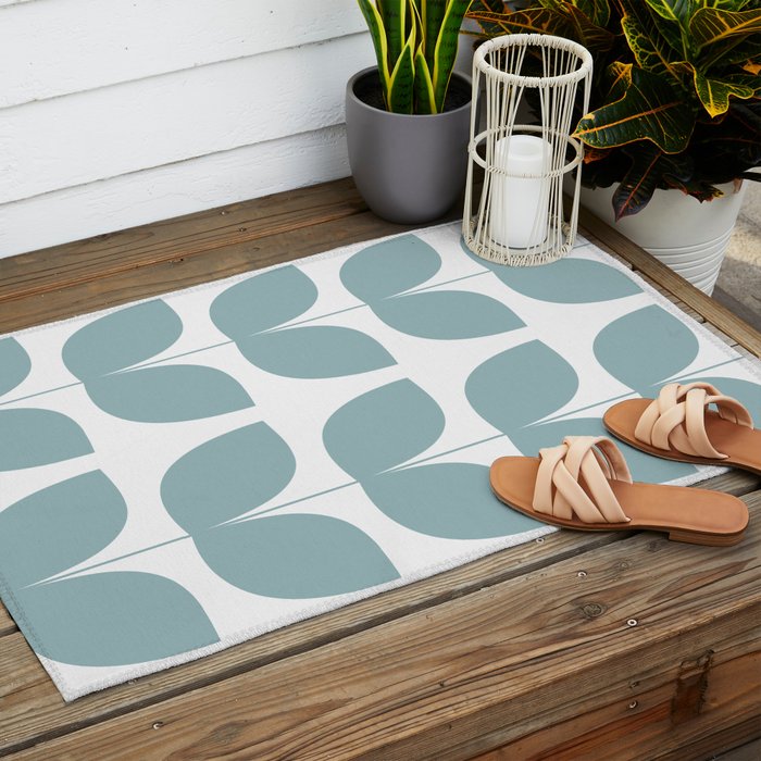 Mid Century Modern Leaves 01 Outdoor Rug Gallery Image 2