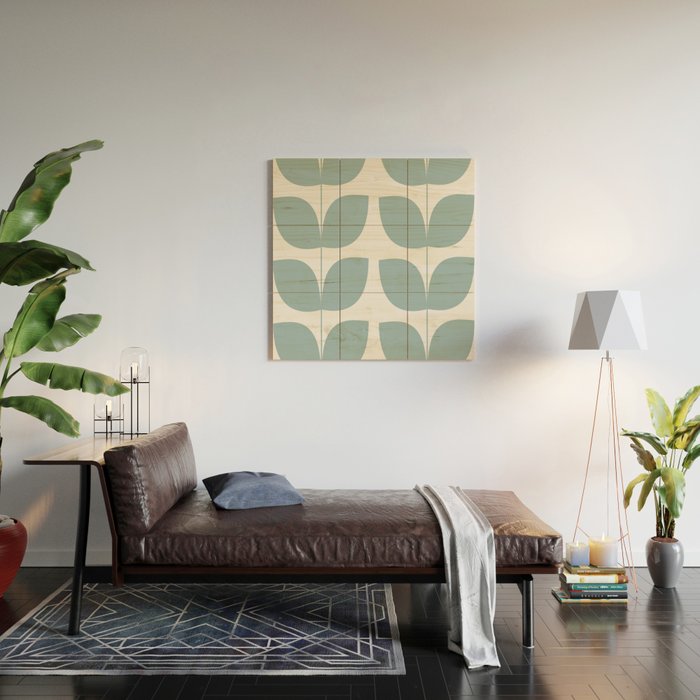Mid Century Modern Leaves 01 Wood Wall Art Gallery Image 2
