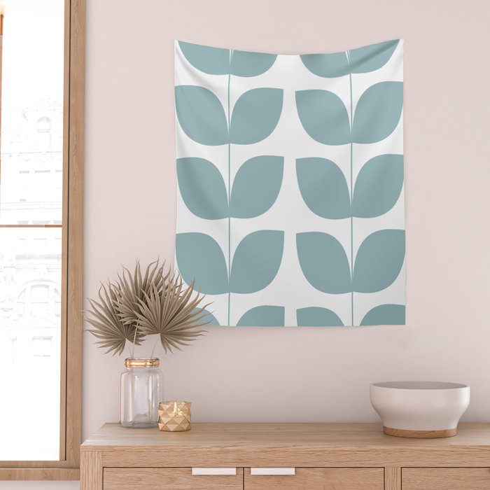 Mid Century Modern Leaves 01 Wall Tapestry Gallery Image 2
