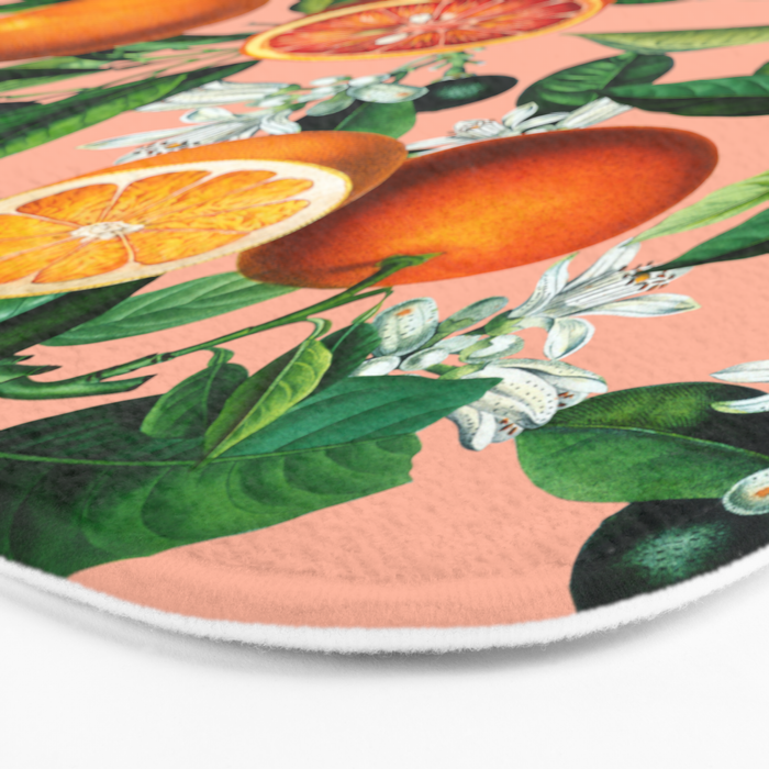 Oranges Pink Vintage Botanical Bath Mat Gallery Image 3