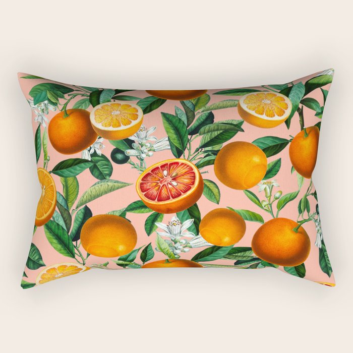 Oranges Pink Vintage Botanical Rectangular Pillow Gallery Image 2