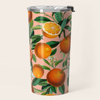 Oranges Pink Vintage Botanical Travel Mug Gallery Image 2