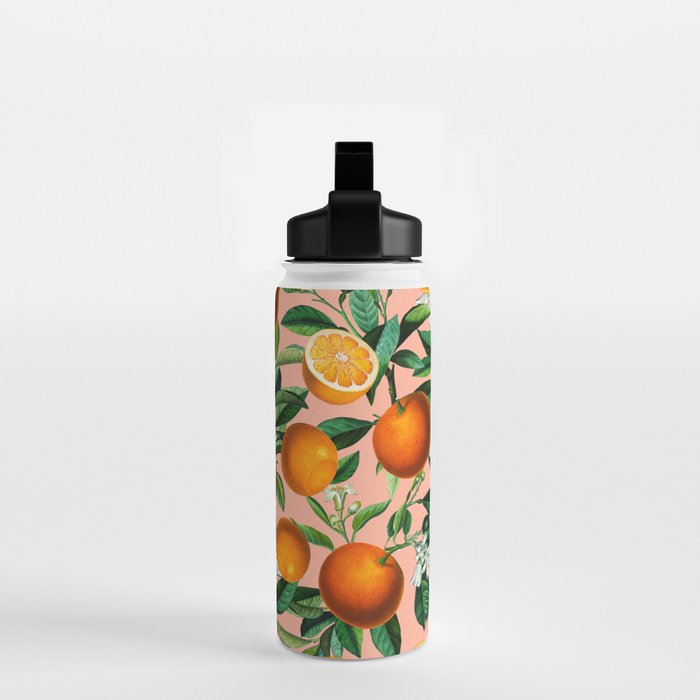 Oranges Pink Vintage Botanical Water Bottle Gallery Image 2