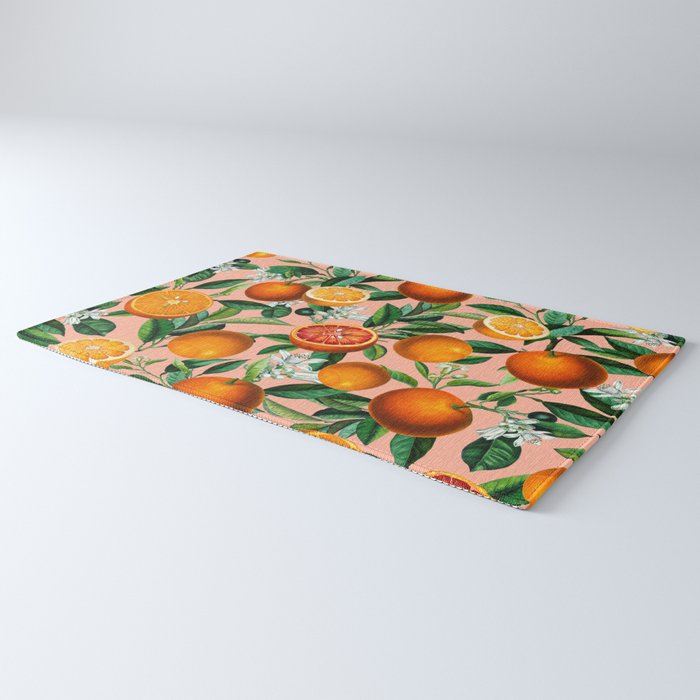 Oranges Pink Vintage Botanical Rug Gallery Image 3
