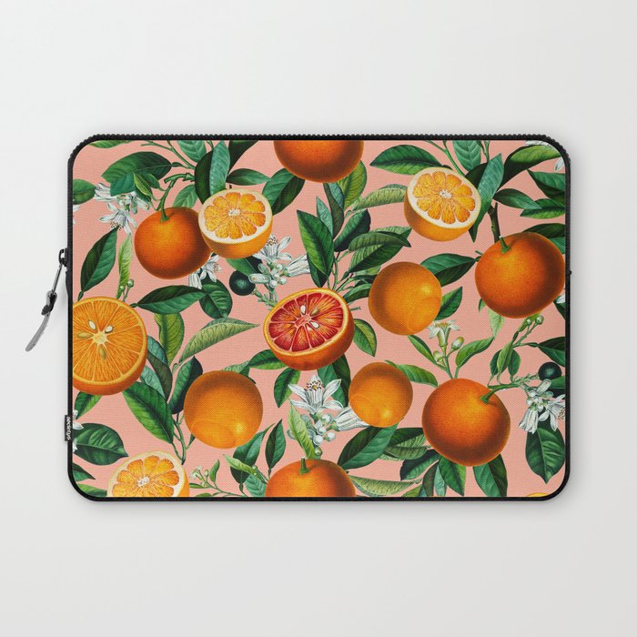 Oranges Pink Vintage Botanical Laptop Sleeve Gallery Image 1