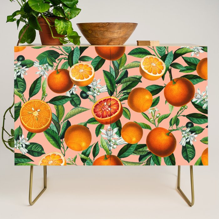 Oranges Pink Vintage Botanical Credenza Gallery Image 1