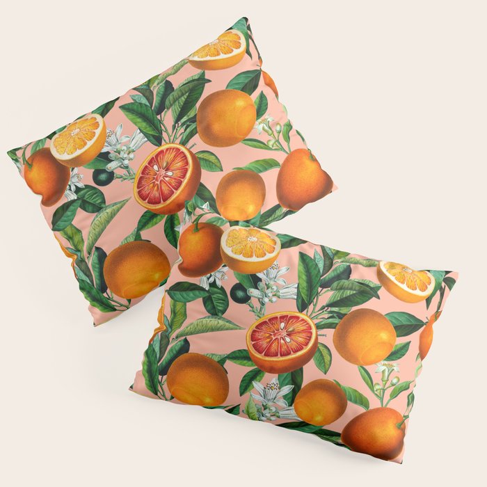 Oranges Pink Vintage Botanical Pillow Sham Gallery Image 3