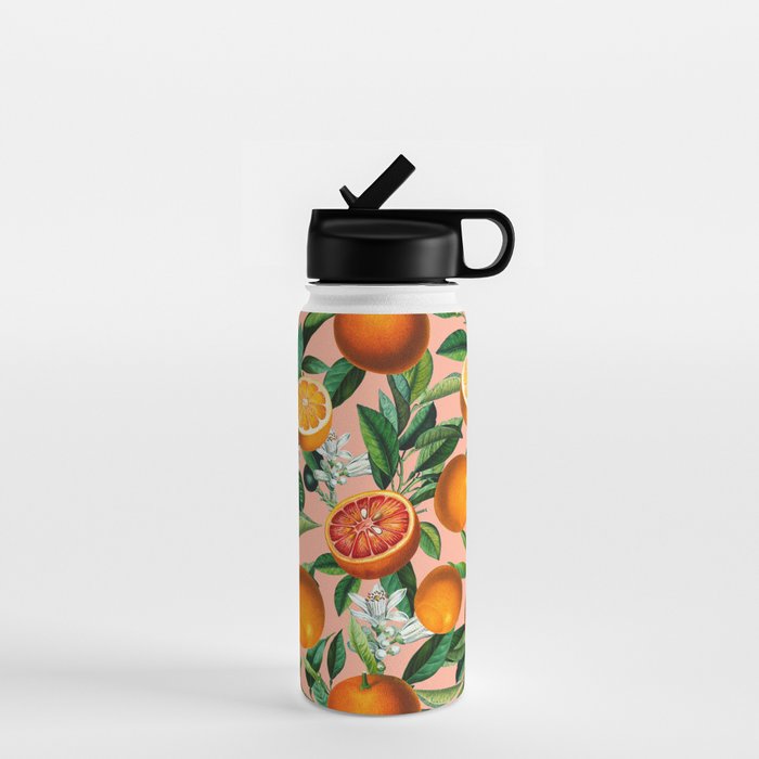 Oranges Pink Vintage Botanical Water Bottle Gallery Image 1