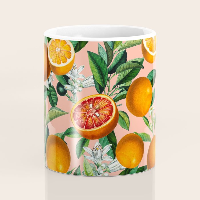 Oranges Pink Vintage Botanical Coffee Mug Gallery Image 4