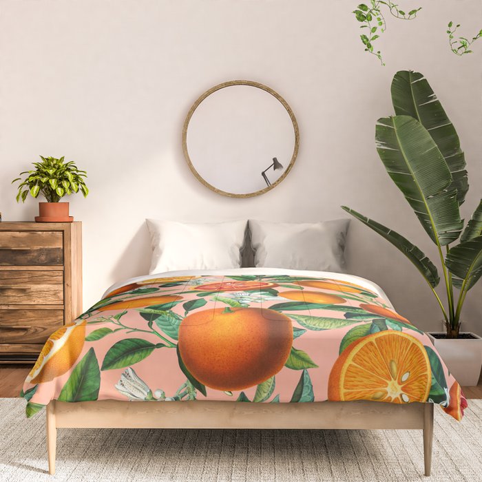 Oranges Pink Vintage Botanical Comforter Gallery Image 3