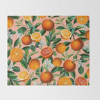 Oranges Pink Vintage Botanical Throw Blanket Gallery Image 2